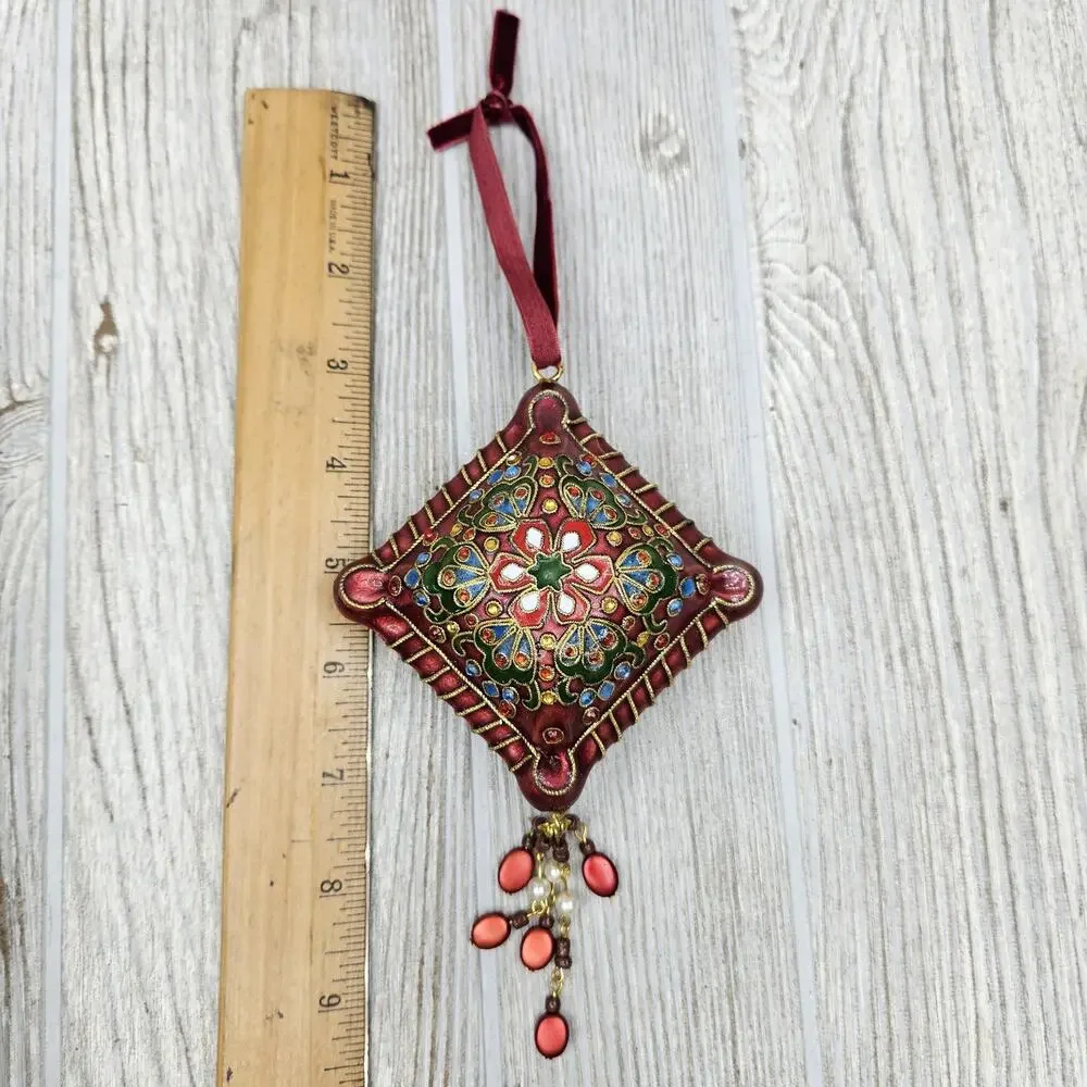 Cloisonne Jeweled‎ Ornament Hanging Decor Ethnic Floral Boho Holiday Christmas